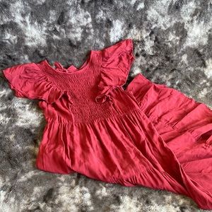 Old Navy Tiered, Smocked, Flutter Sleeve Burgundy/Maroon Dress Size XS